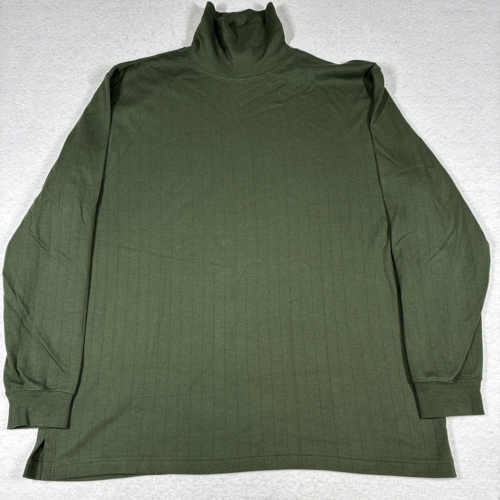 L.L. Bean Mens Pima Cotton Long Sleeve Ribbed Turtleneck Olive Green XL Outdoors